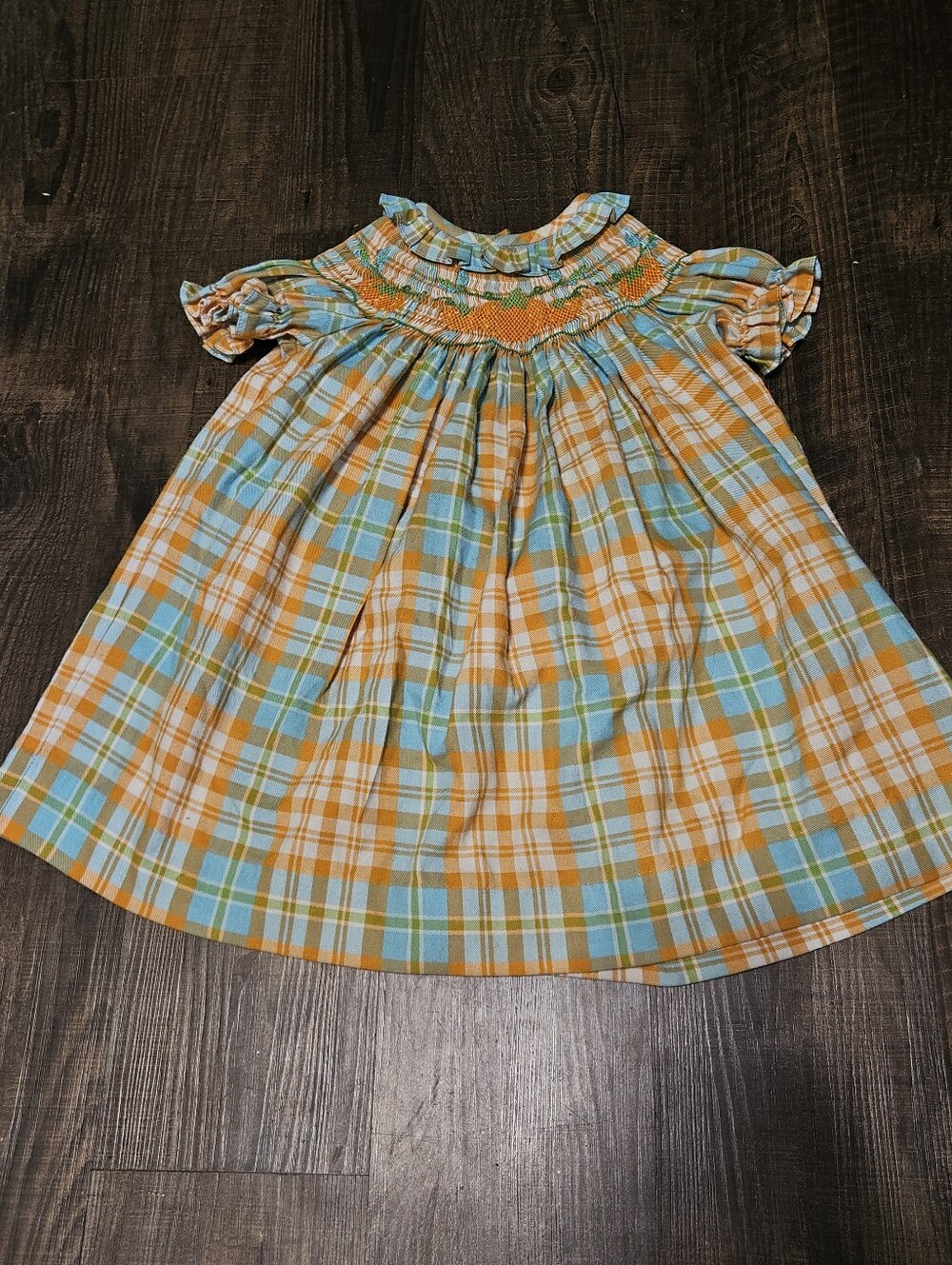 Shrimp & Grits Kids Plaid Pumpkin Dress